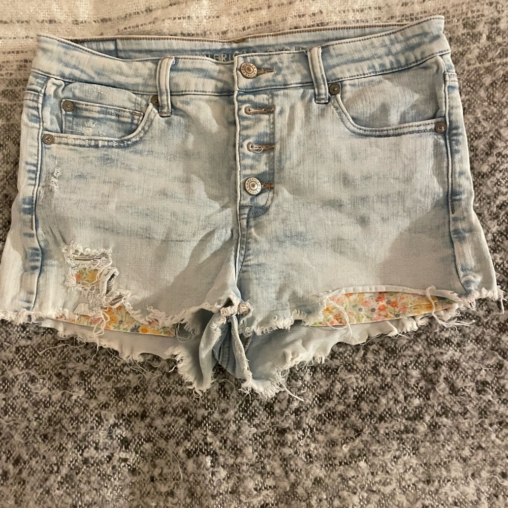 Light Blue Distressed Denim Shorts